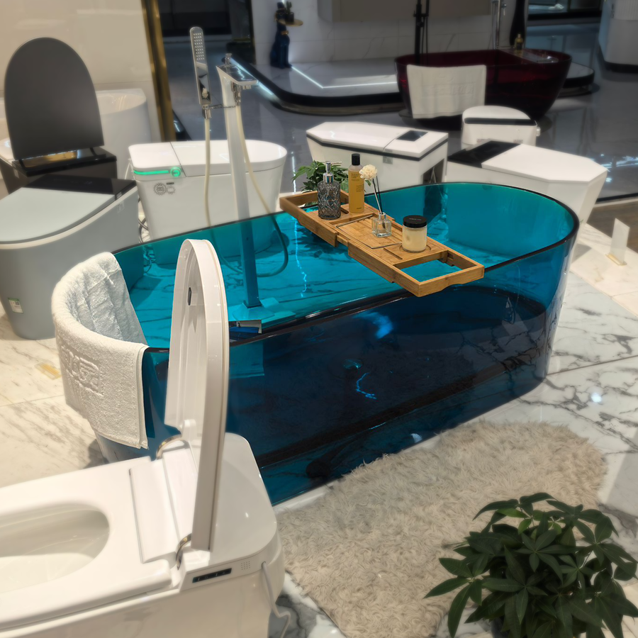 Freestanding bathtub, Oval, Sky Blue, Resin, 170x78x56cm