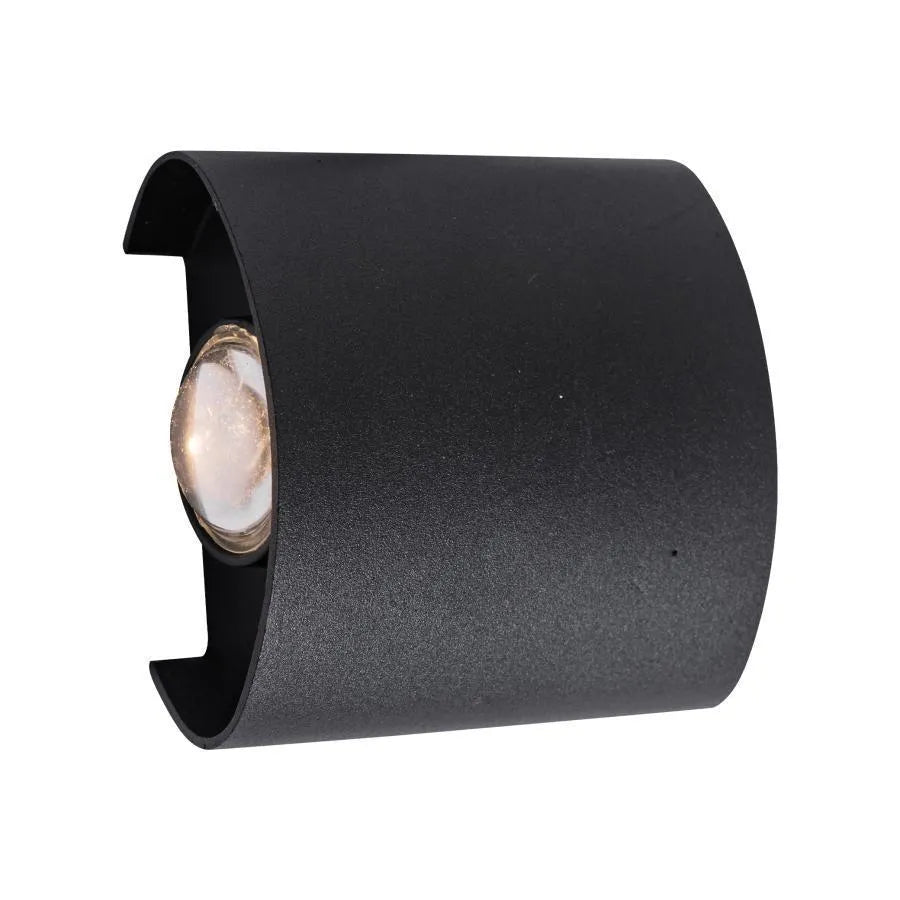 Fantas Outdoor and Indoor LED Wall Lamp, 2 Sources x 1W, IP65, Metallic, Black, 3000K