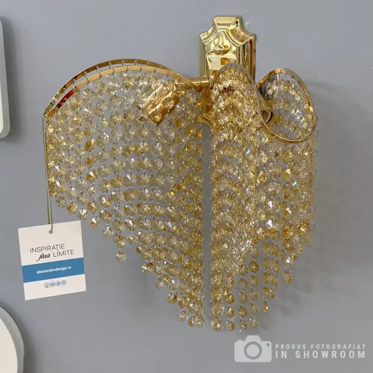 Crystal Sapphire Wall Lamp 2x E27 Shiny Gold Shiny, Crystal Strings