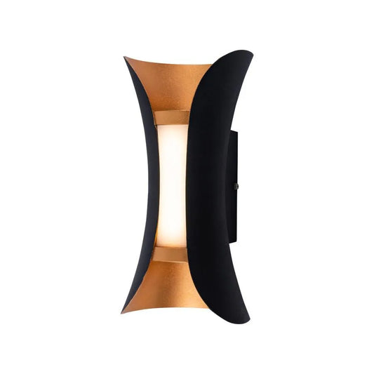 Ucrus Outdoor Wall Lamp, 12W, Black with Gold, 3000K