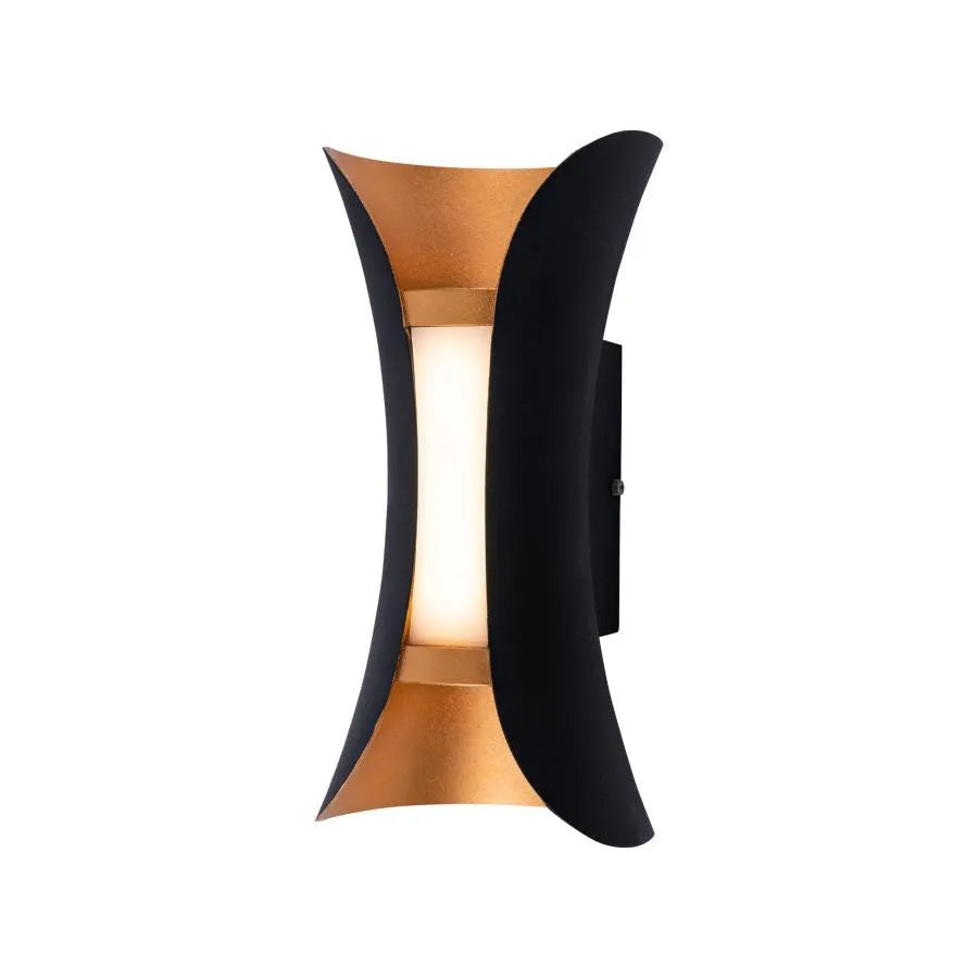 Ucrus Outdoor Wall Lamp, 12W, Black with Gold, 3000K