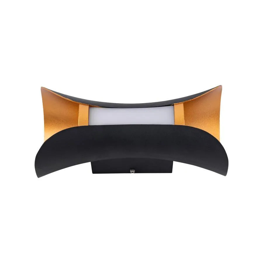 Ucrus Outdoor Wall Lamp, 12W, Black with Gold, 3000K