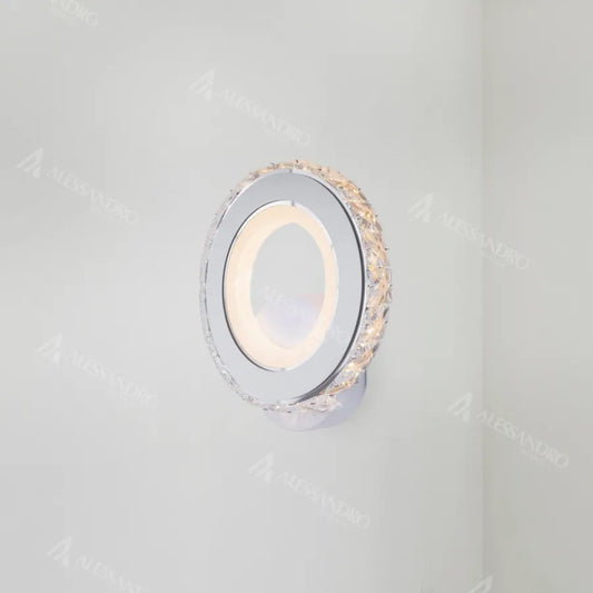 Borandis 20W LED Wall Lamp, White with Chrome, Acrylic and Crystal, Cold/Warm/Neutral Light