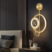 Bridger LED Wall Lamp 18W Integrated Clock Gold Black