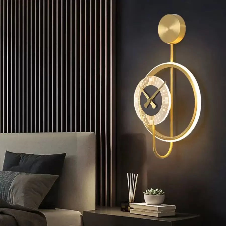 Bridger LED Wall Lamp 18W Integrated Clock Gold Black