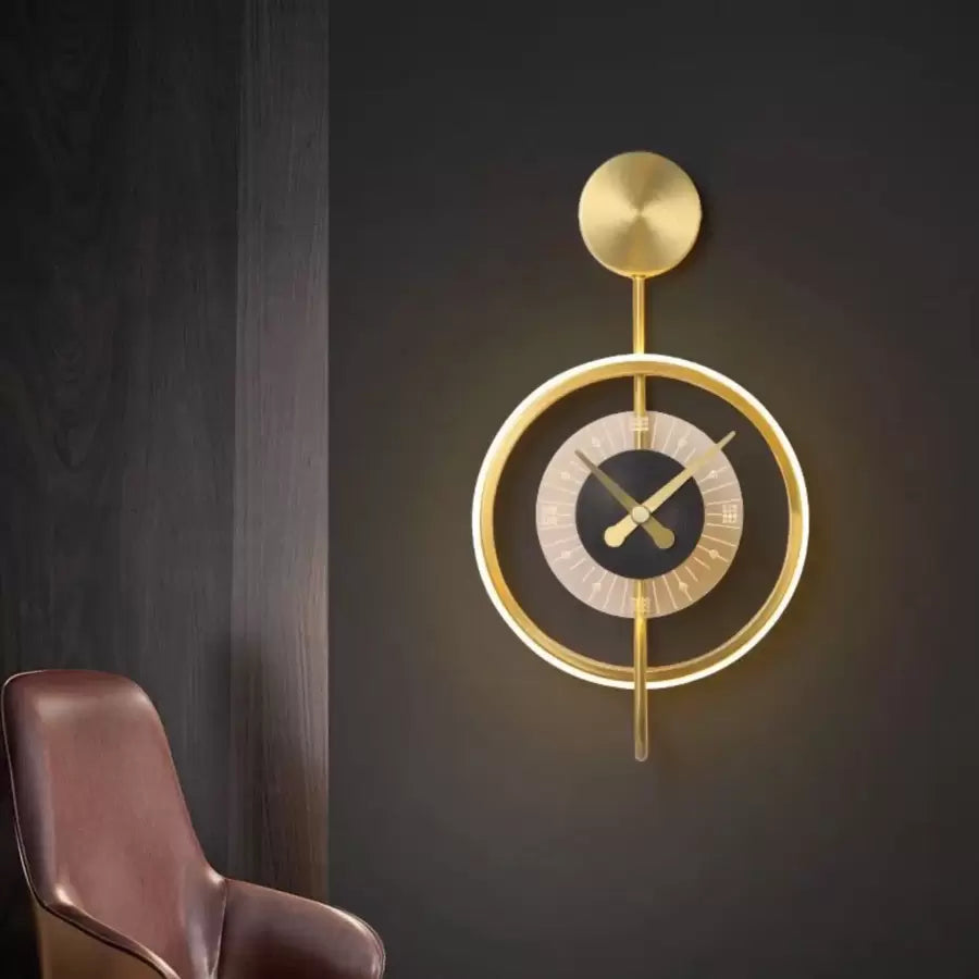 Bridger LED Wall Lamp 18W Integrated Clock Gold Black