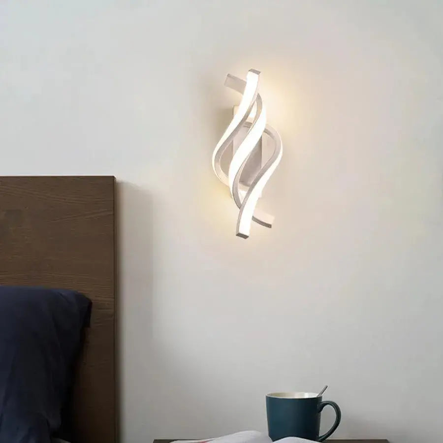 Reid 20W LED Wall Lamp Wavy Cold/Warm/Neutral Light Metal and White SIlicon