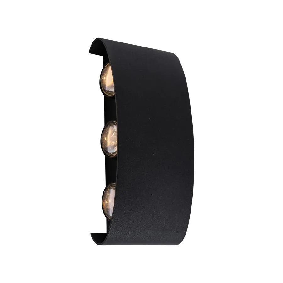Fantas Outdoor and Indoor LED Wall Lamp, 6 Sources x 1W, IP65, Metallic, Black, 3000K