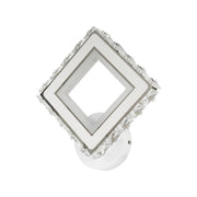 TERRANO LED Wall Lamp with Crystals, Square, 24W, Cold/Warm/Neutral Light, White & Stainless Steel