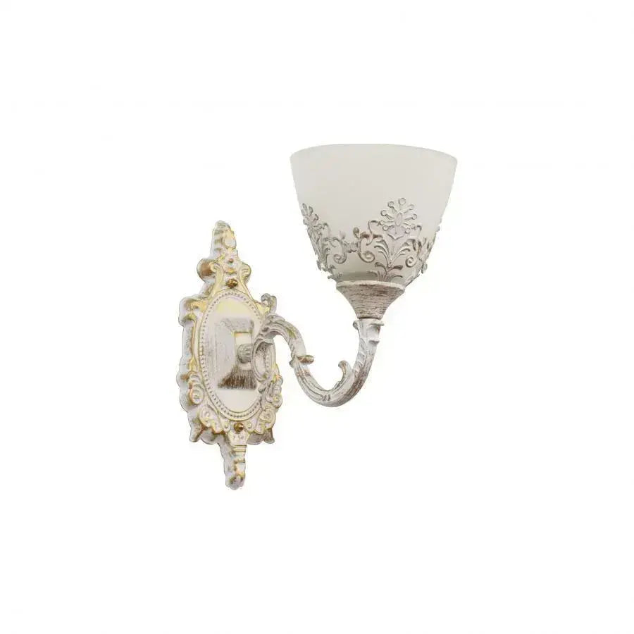 Rustic COTTAGE Wall Lamp, 1*E27, White, Metal and Glass