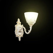 Rustic COTTAGE Wall Lamp, 1*E27, White, Metal and Glass