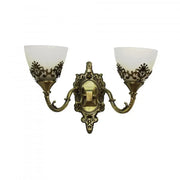 Rustic COTTAGE Wall Lamp, 2*E27, Bronze with White, Metal and Glass