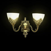 Rustic COTTAGE Wall Lamp, 2*E27, Bronze with White, Metal and Glass