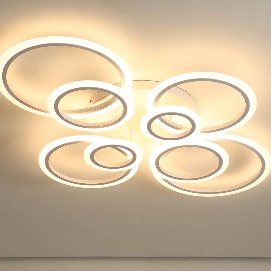 LED chandelier with remote control BETTY 130W, 8 Circles, Cold/Warm/Neutral light, Dimmable, White
