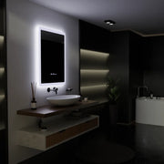 Rectangular LED mirror, 60x80cm, Pugliesi MotionGlow Marcello sensor, De-fogging system, Clock & Thermometer, Dimable