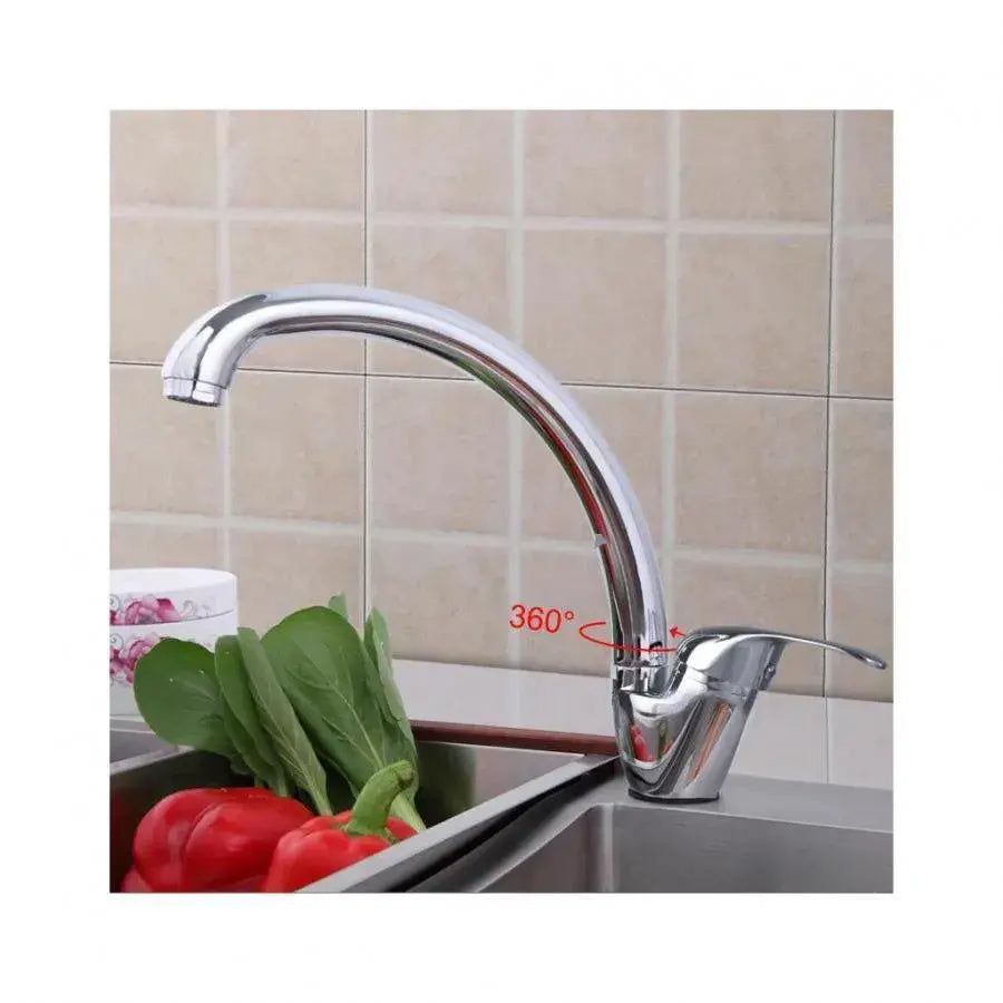 Glossy Chrome Kitchen Faucet LB00C, Swivel Spout, Ceramic Cartridge, Complete Set with Connections and Fixing System