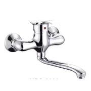 Wall Mounted Kitchen Faucet with Swivel Spout Silver Alloy