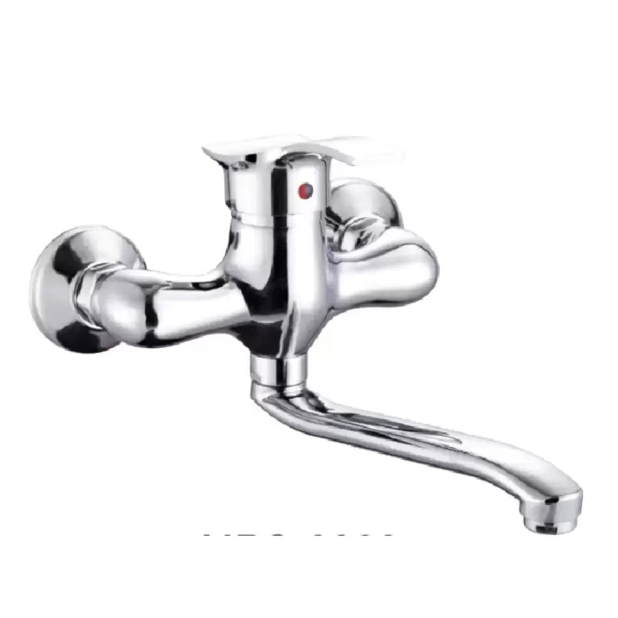 Wall Mounted Kitchen Faucet with Swivel Spout Silver Alloy