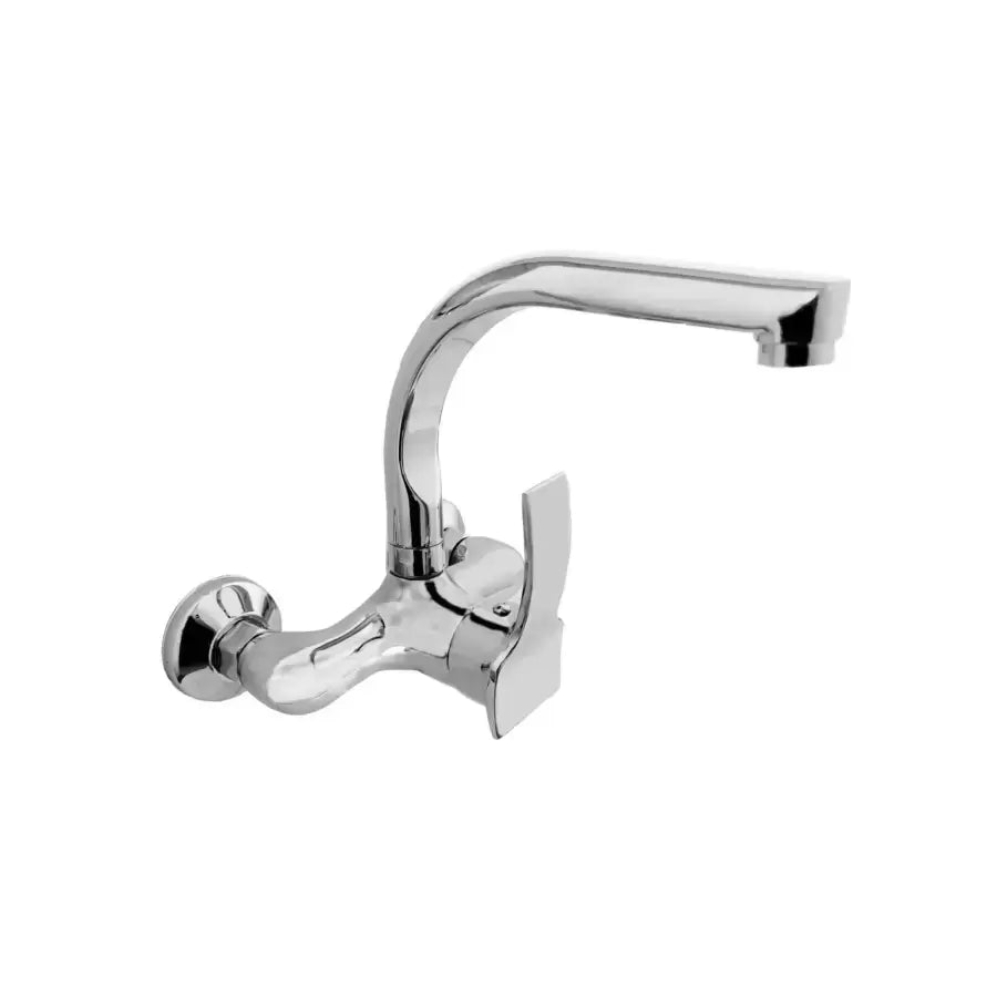 Wall Mounted Kitchen Faucet with Swivel Spout Silver Alloy