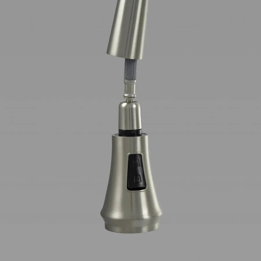 Kitchen Faucet with Pull-out Spray, Sanitary Brass, Chrome, W054