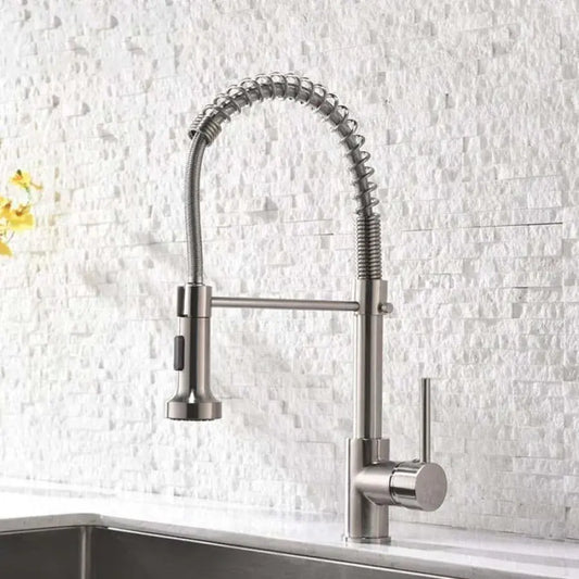 Kitchen Faucet with Pull-out Spray, Stainless Steel and Chrome Brass, YD/101