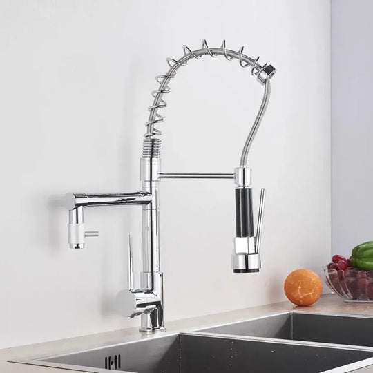 Kitchen Faucet with Extractable Shower, Stainless Steel and Chrome Brass, YD/201 Kitchen Faucets Default Title Alessandro Design