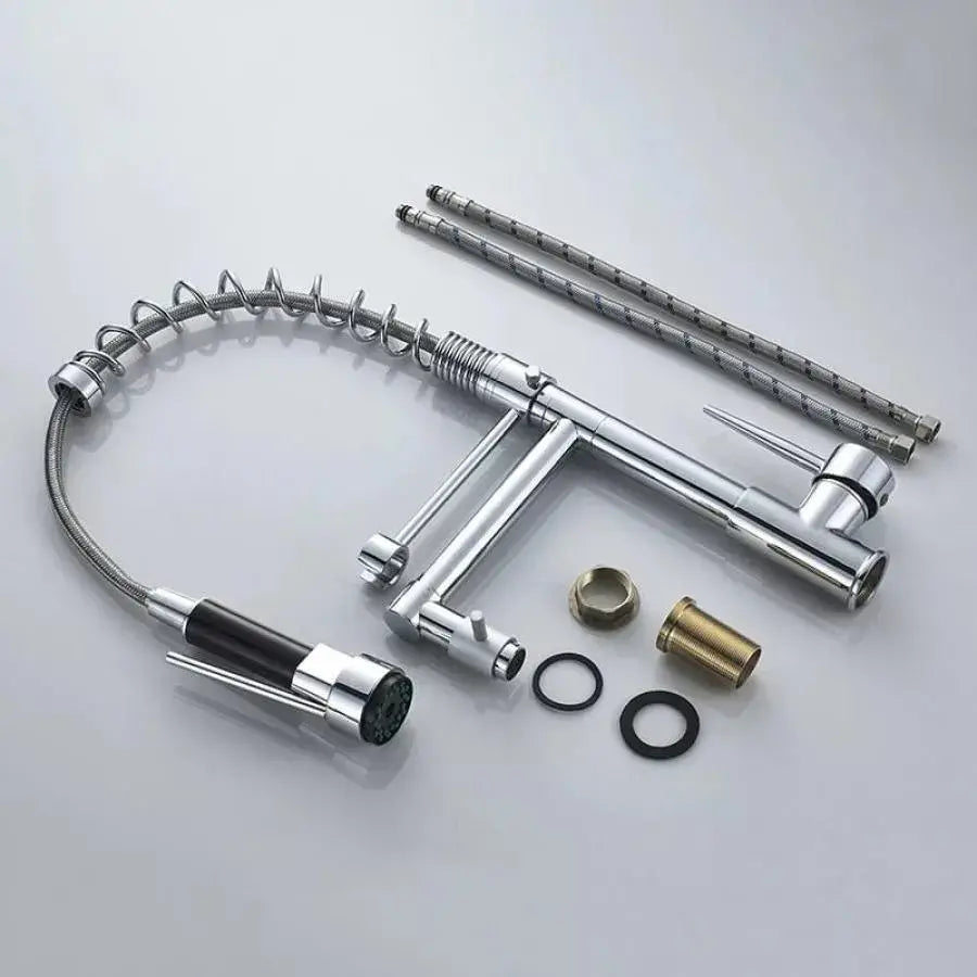 Kitchen Faucet with Pull-out Spray, Stainless Steel and Chrome Brass, YD/201