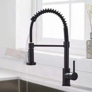 Kitchen Faucet with Pull-out Spray, Stainless Steel and Black Brass, YD/102