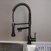 Kitchen Faucet with Pull-out Spray, Stainless Steel and Black Brass, YD/202