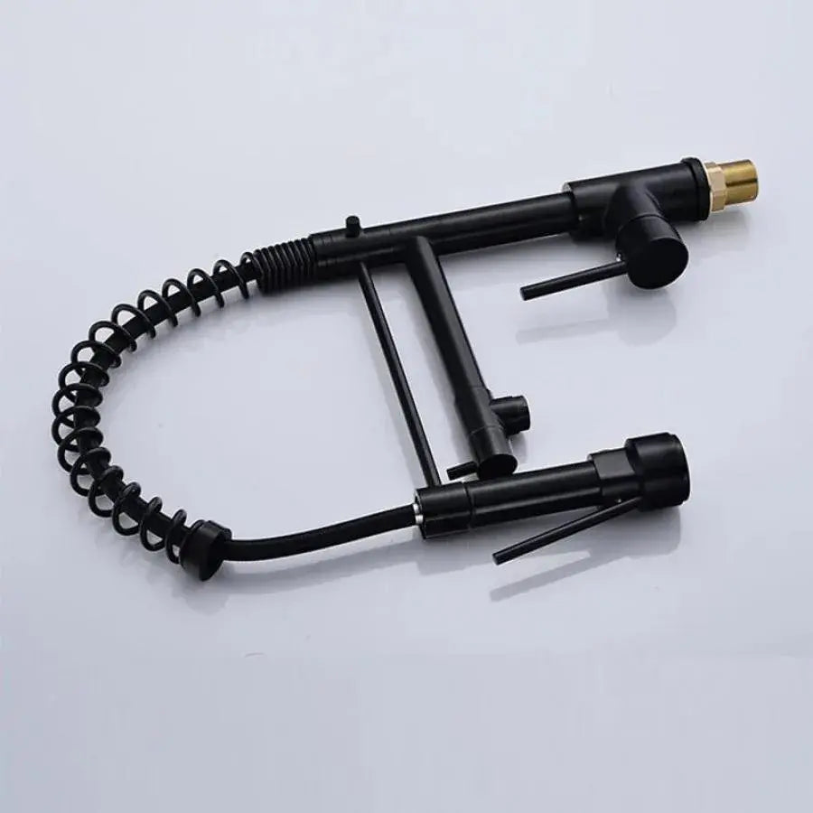 Kitchen Faucet with Pull-out Spray, Stainless Steel and Black Brass, YD/202