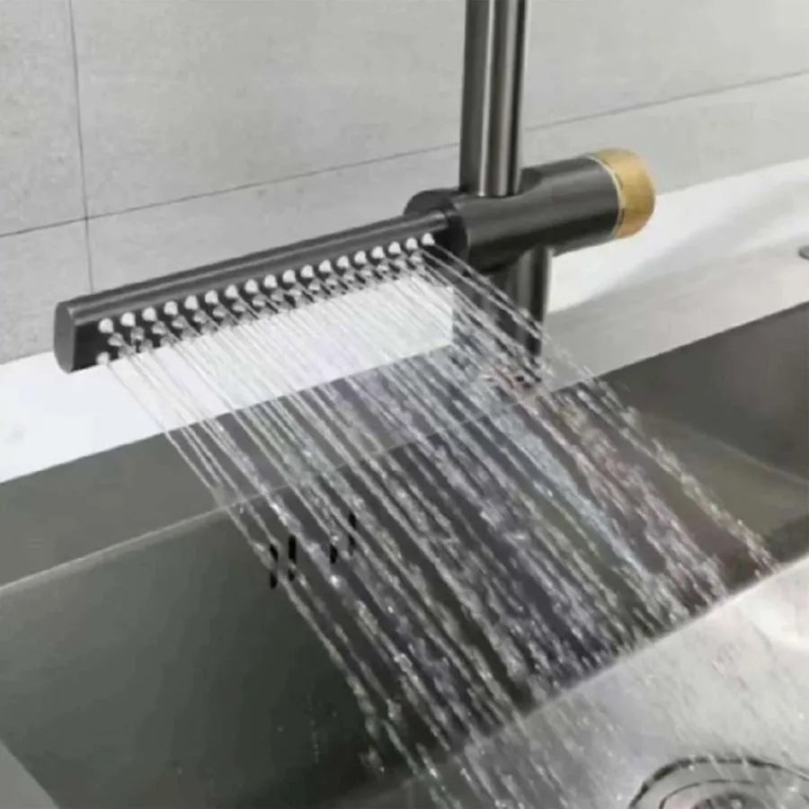 Kitchen Faucet with Pull-out Shower, Stainless Steel, Silver, Waterfall Function YB1500S