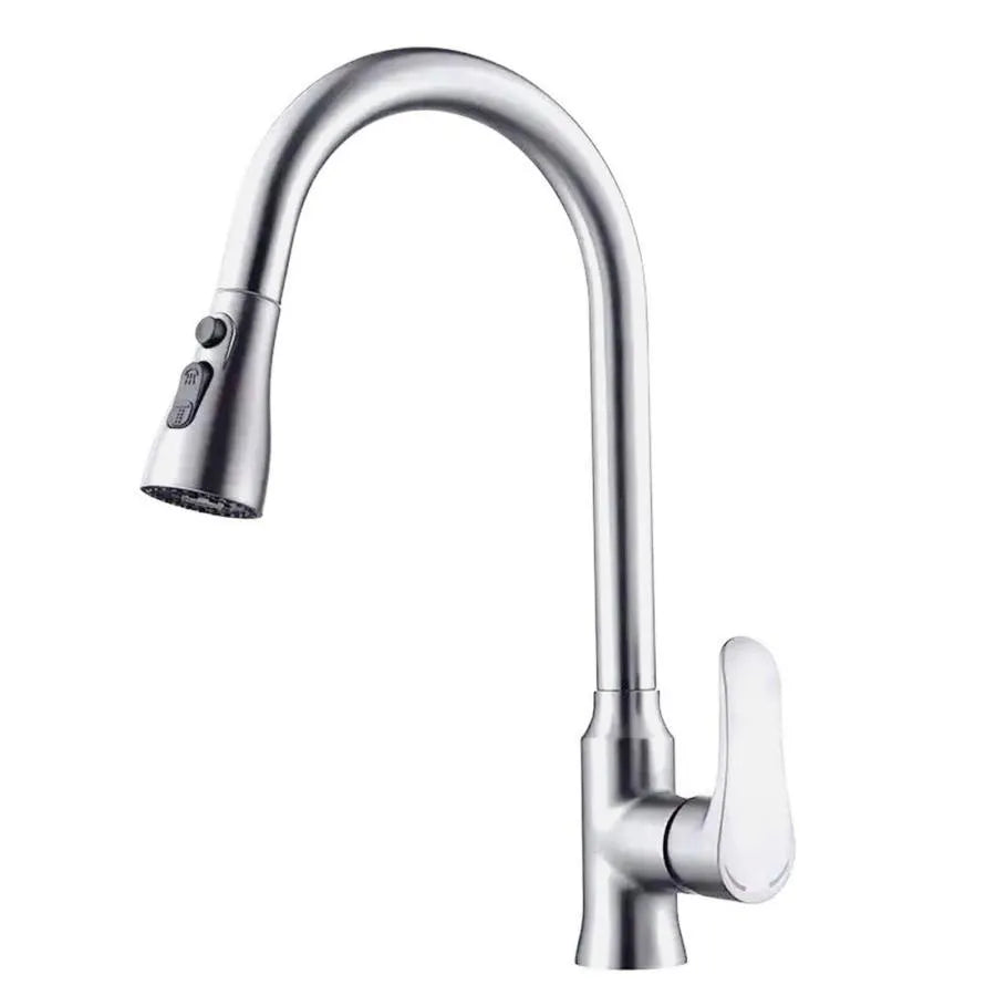 Kitchen Faucet with Pull-out Shower Stainless Steel Silver ZY1014