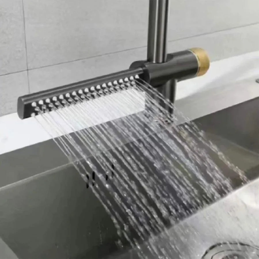 Kitchen Faucet with Pull-out Shower, Gray Stainless Steel, Waterfall Function YB1500N