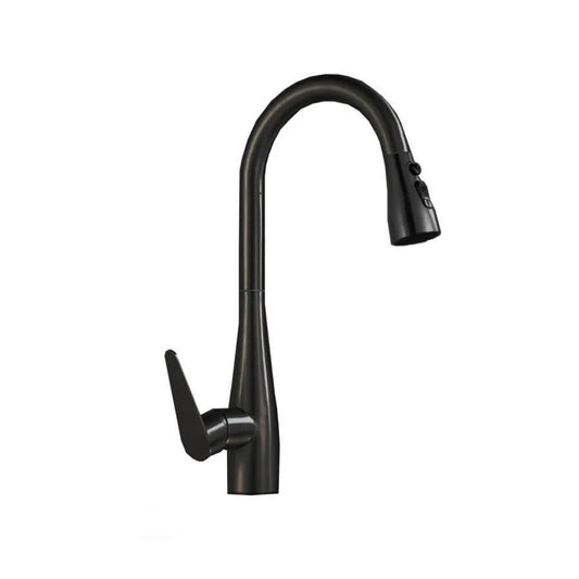 Kitchen Faucet with Pull-out Shower Black Stainless Steel ZY1012
