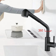 Kitchen Faucet with Pull-out Spray, SUS304 Stainless Steel, Black, HS004