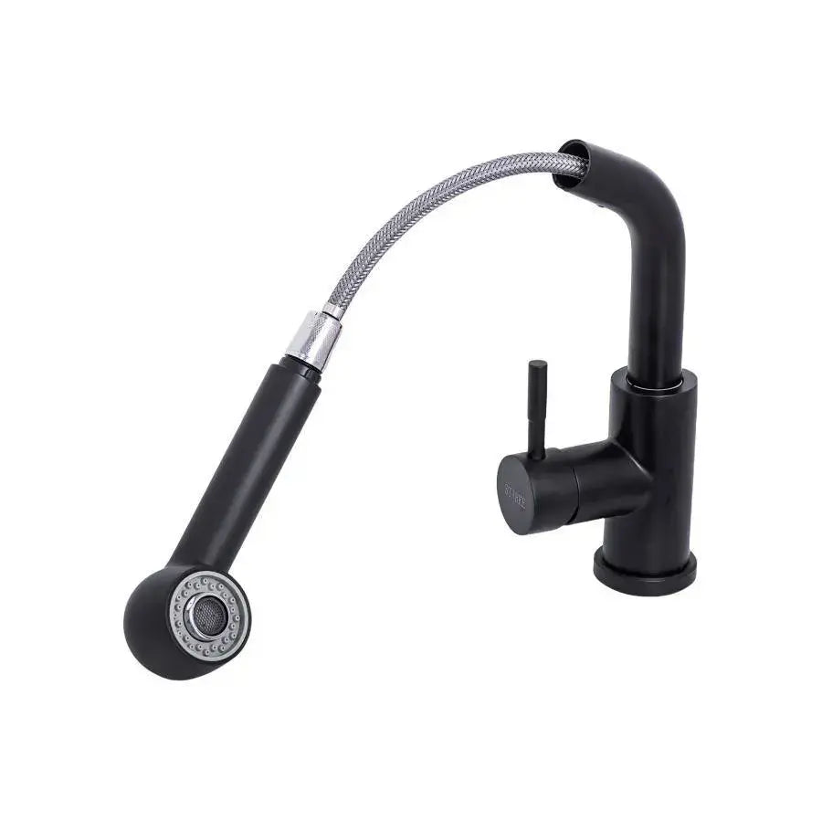 Kitchen Faucet with Pull-out Spray, SUS304 Stainless Steel, Black, HS004