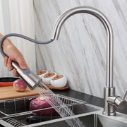 Kitchen Faucet with Pull-out Spray, SUS304 Stainless Steel, Satin Finish, CF017