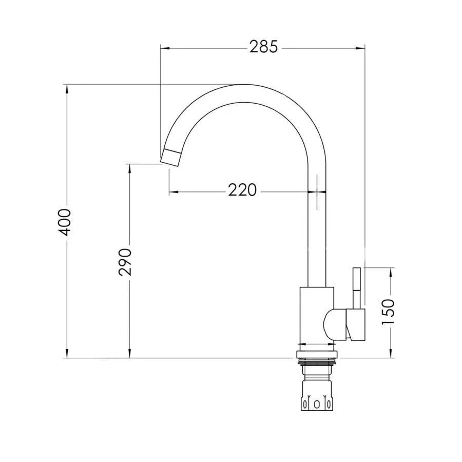 Fabiano Kitchen Faucet, Single Lever, 35mm Ceramic Cartridge, 304 Stainless Steel, Graphite