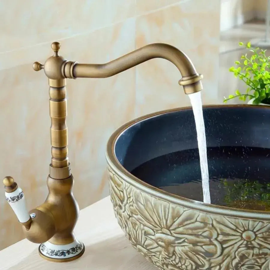 Swan Neck Kitchen Faucet, Sanitary Brass, Antique Gold, OD/2047