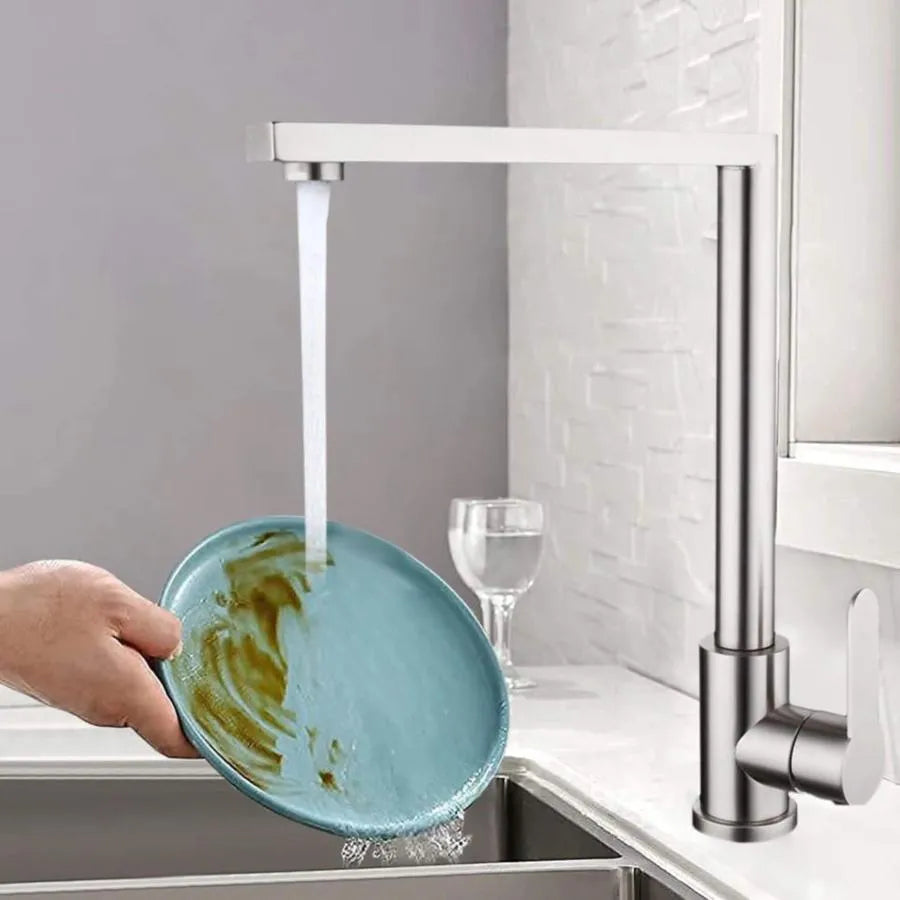 Silver Stainless Steel Kitchen Faucet