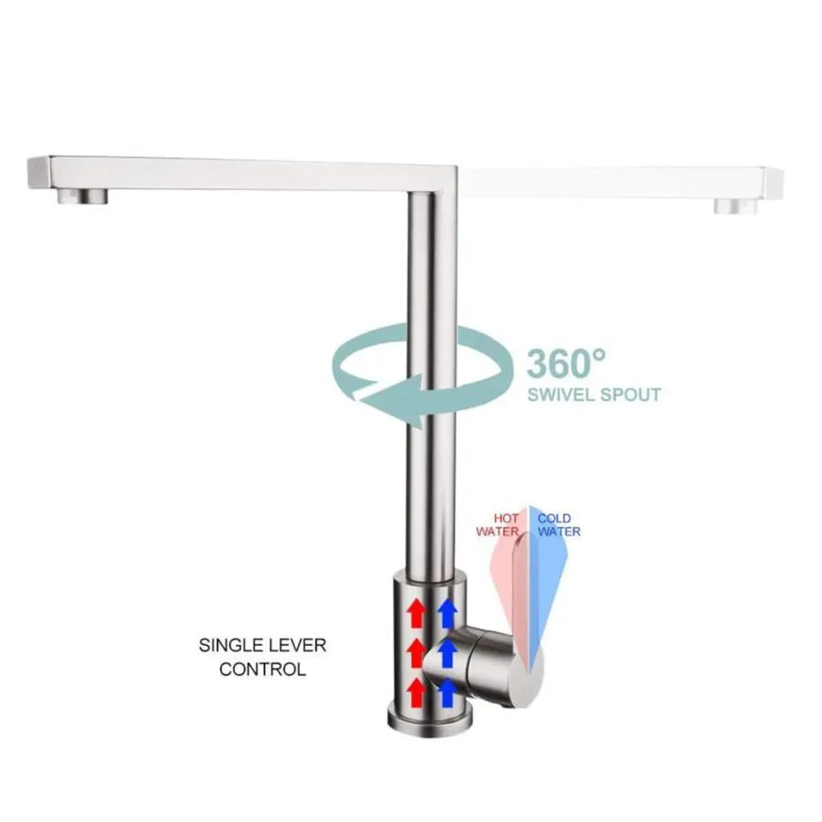 Silver Stainless Steel Kitchen Faucet