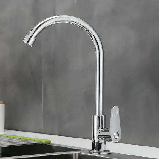 Stainless Steel Cold Water Faucet, Chrome, Rotating Spout, Tall WH511