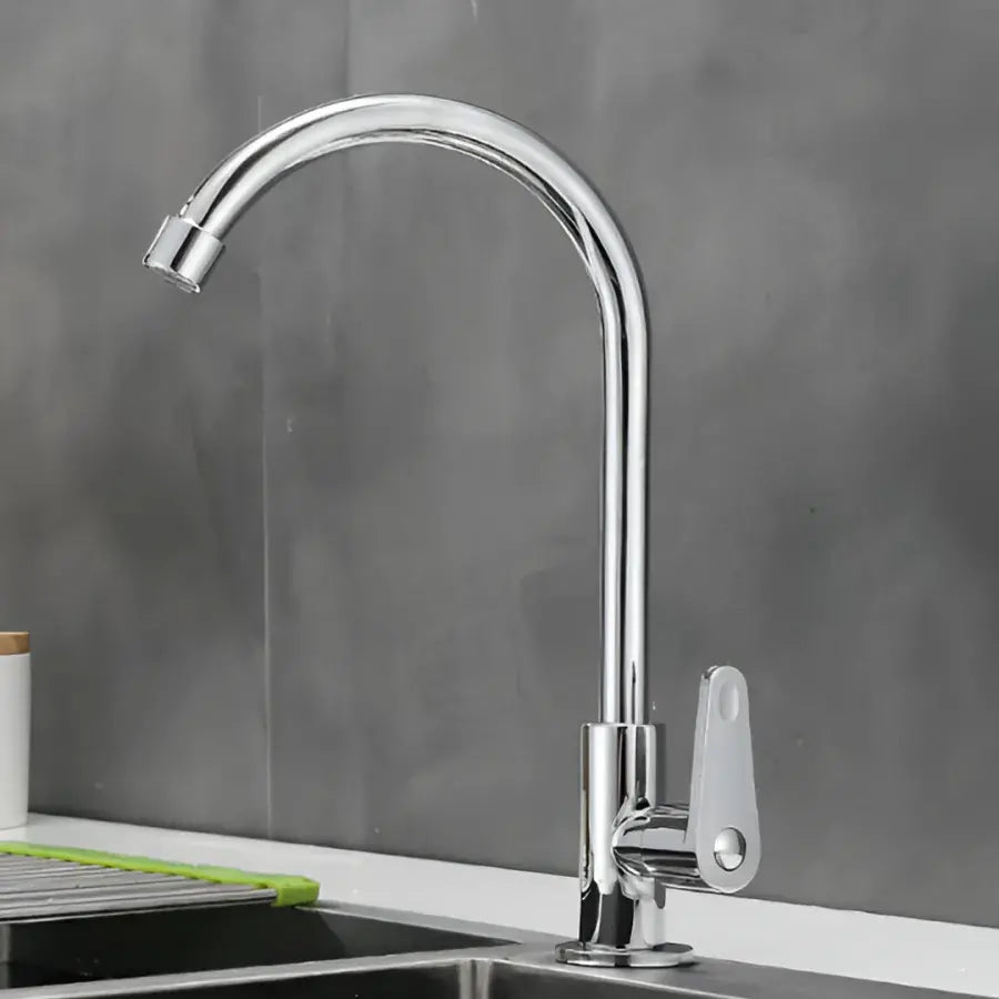 Stainless Steel Cold Water Faucet, Chrome, Rotating Spout, Tall WH511