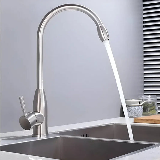 Kitchen Faucet, SUS304 Stainless Steel, Satin Finish, CF007