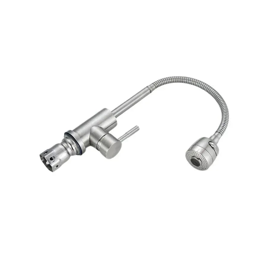 Kitchen Faucet Flexible Spout 2 Jets Ceramic Cartridge Satin Stainless Steel Connections Included CF031