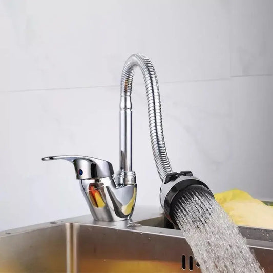 Glossy Chrome Kitchen Faucet LB003, Flexible Spout, Ceramic Cartridge, Complete Set with Connections and Fixing System
