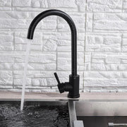Single Lever Kitchen Faucet Swivel Spout Ceramic Cartridge Stainless Steel Satin Black Fittings Fixing Kit Included HS001