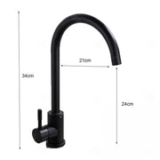 Single Lever Kitchen Faucet Swivel Spout Ceramic Cartridge Stainless Steel Satin Black Fittings Fixing Kit Included HS001
