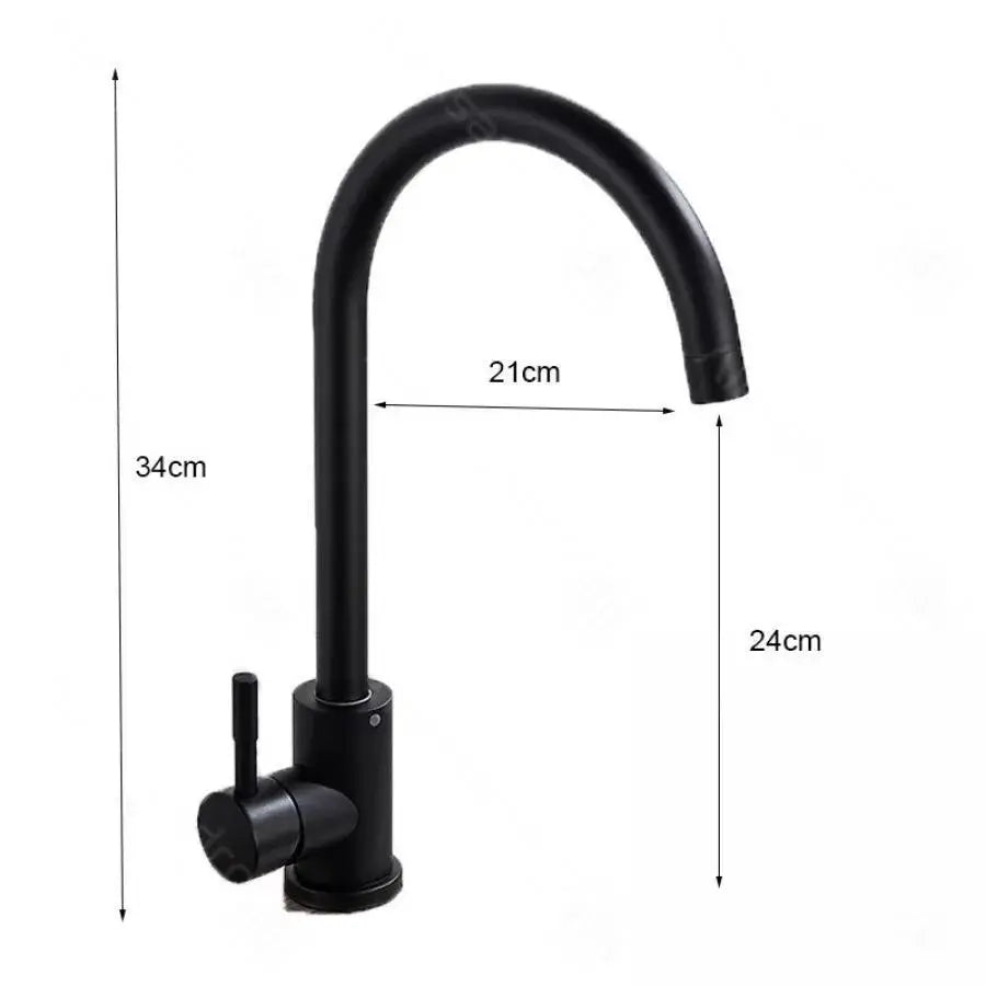 Single Lever Kitchen Faucet Swivel Spout Ceramic Cartridge Stainless Steel Satin Black Fittings Fixing Kit Included HS001