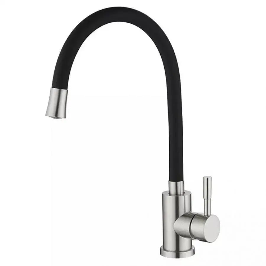 Kitchen Faucet with Flexible Spout, SUS304 Stainless Steel, Satin Finish, CF025B
